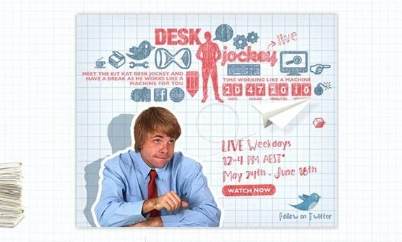 Kit Kat Desk Jockey poster: live weekdays