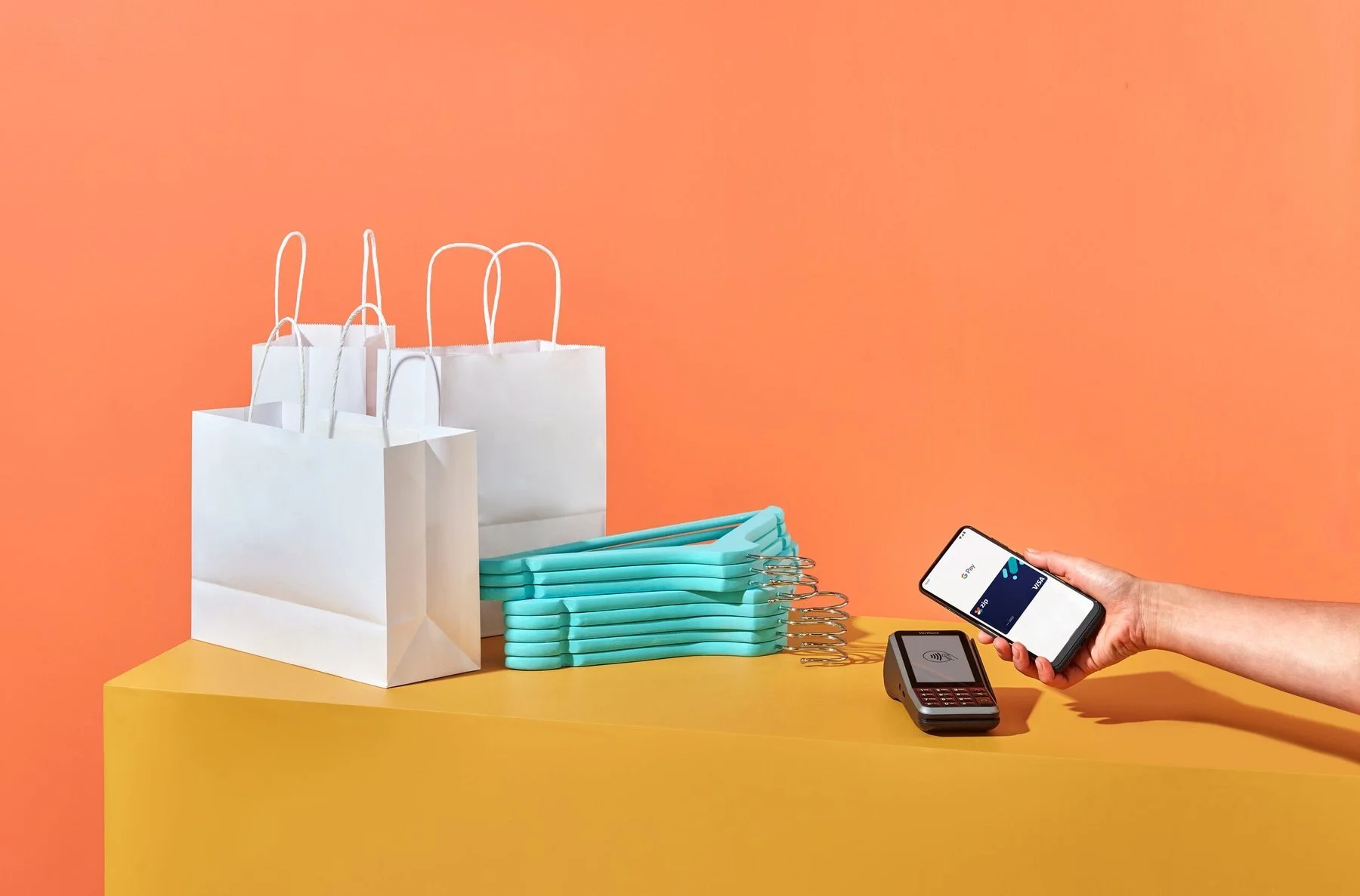 Shopping bags and face masks