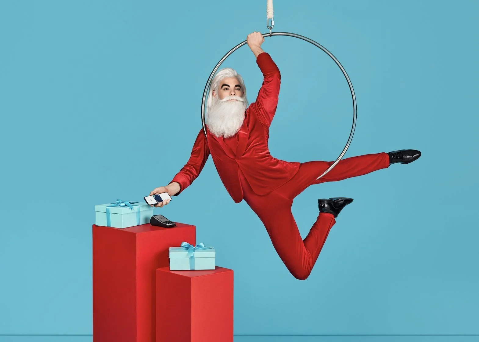 Santa on an aerial hoop