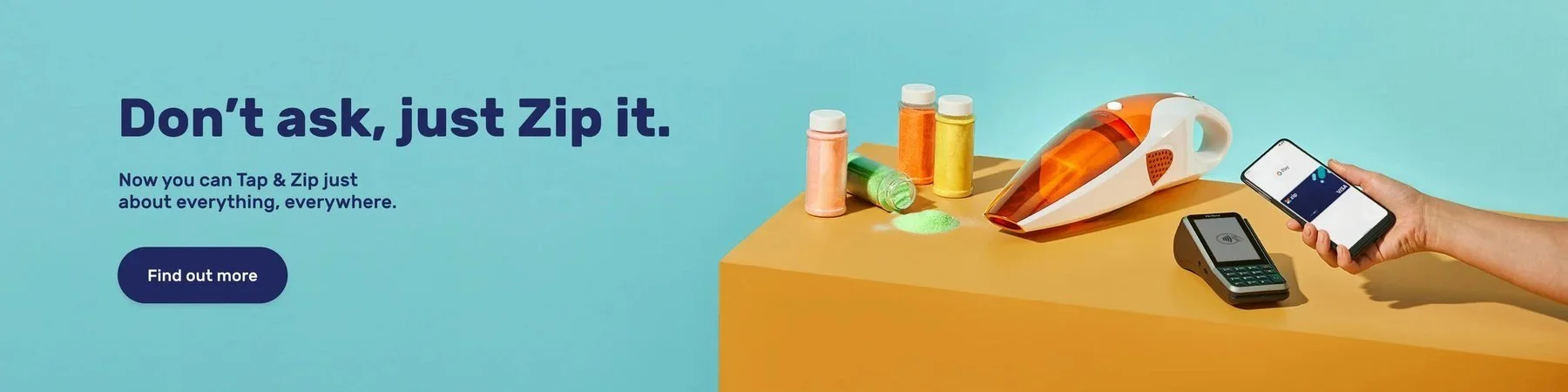 Web banner: Don’t ask, just Zip it