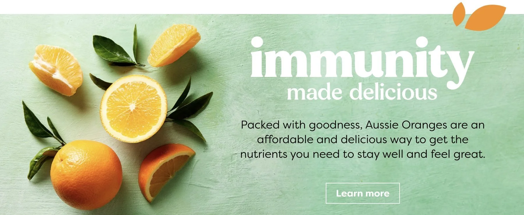 Aussie Oranges web banner: Immunity made delicious