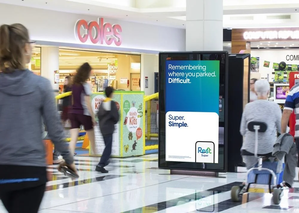 Shopping centre screen: Remembering where you parked. Difficult. Super. Simple.