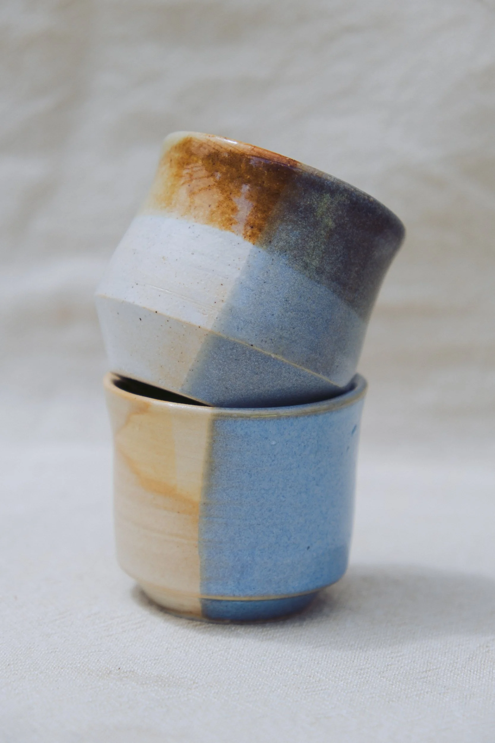 Sandbar – Blue and Ochre Espresso Cup (pair)