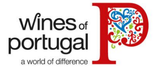 Logo for Wines of Portugal with stylized 'W' and 'P' and the tagline 'a world of difference'