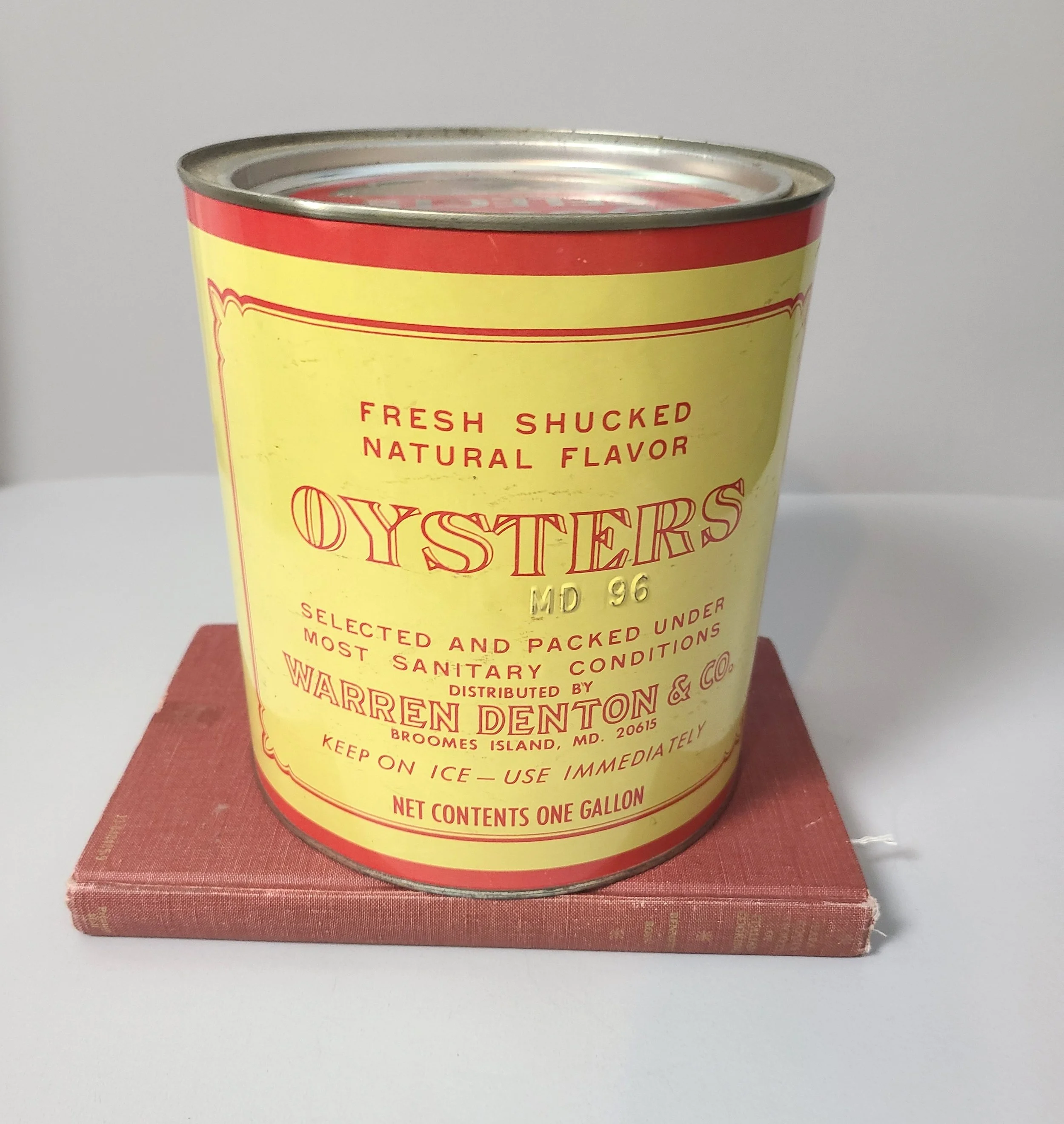 Vintage Patuxent Brand Oysters One-Gallon Advertising Tin – Warren Denton & Co.