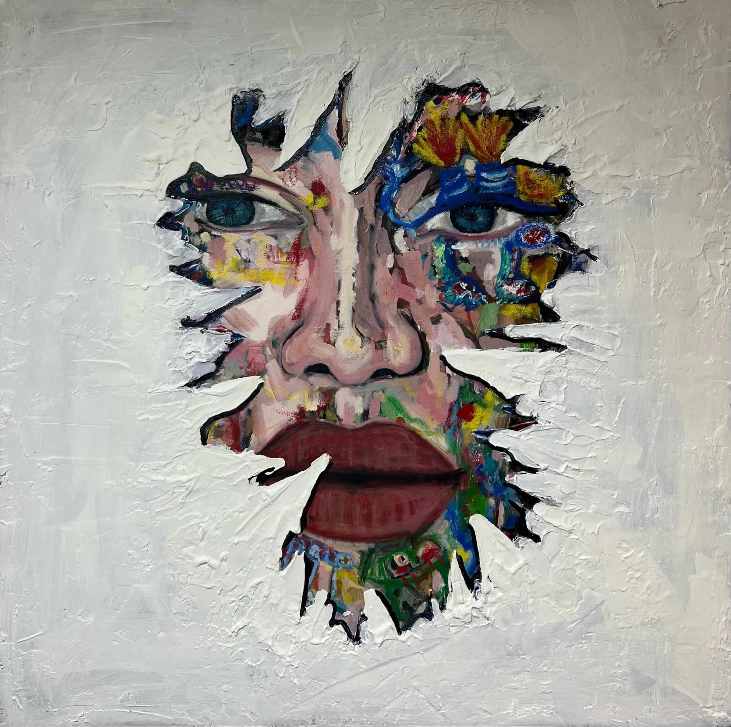 Breach of self - 100 x 100cm - mix media on canvas 2025