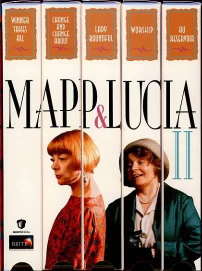 DVD box set of the television series 'Mapp & Lucia II' featuring two women, one with short red hair and the other with short brown hair, dressed in vintage clothing.