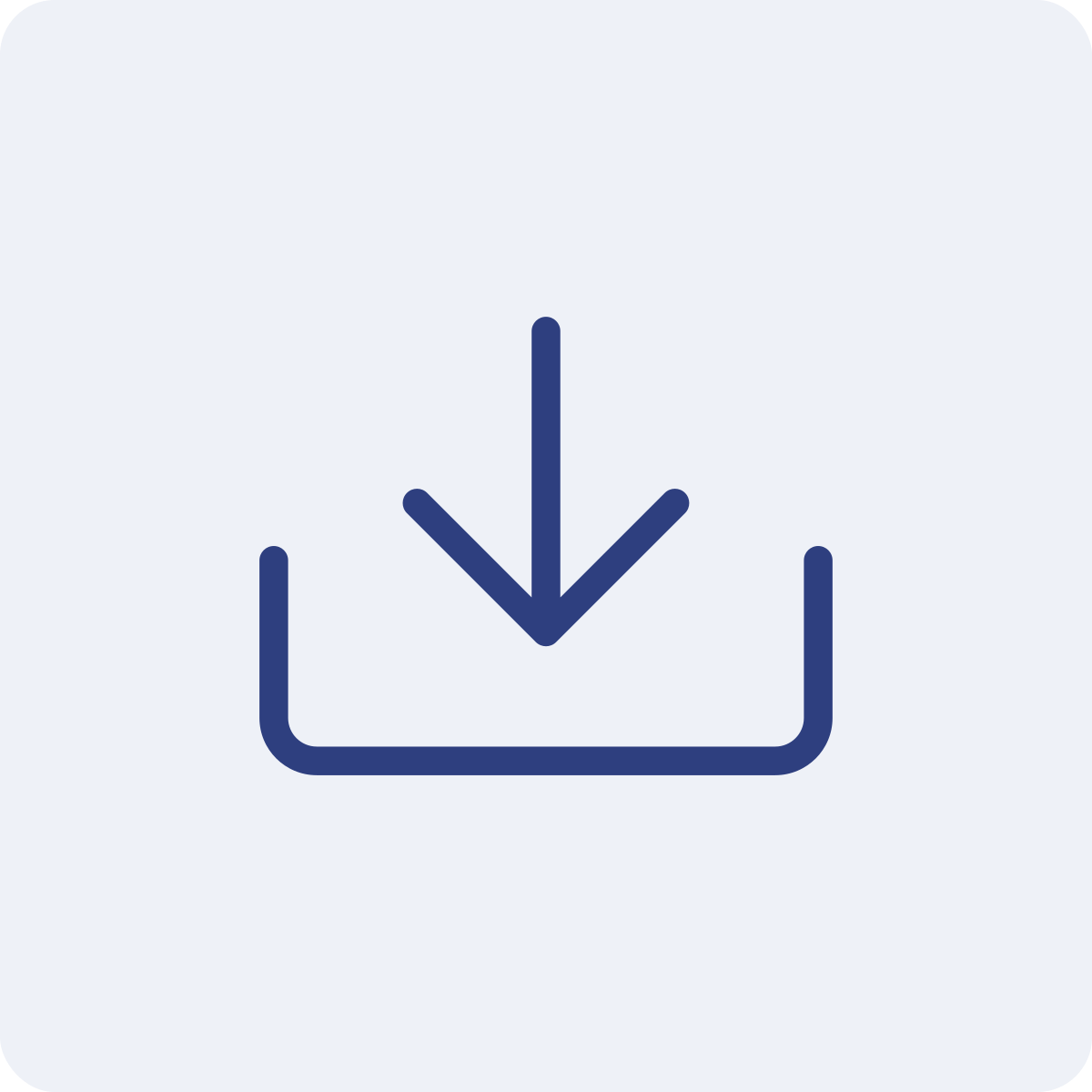 Download icon with downward arrow pointing into a tray.