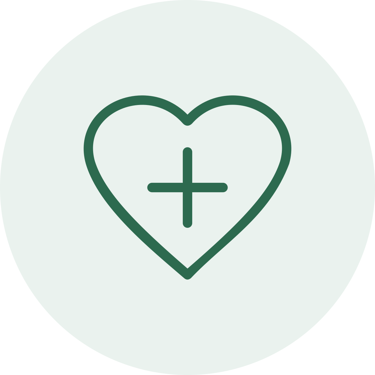 Icon of a heart with a plus sign inside, representing health or medical assistance.