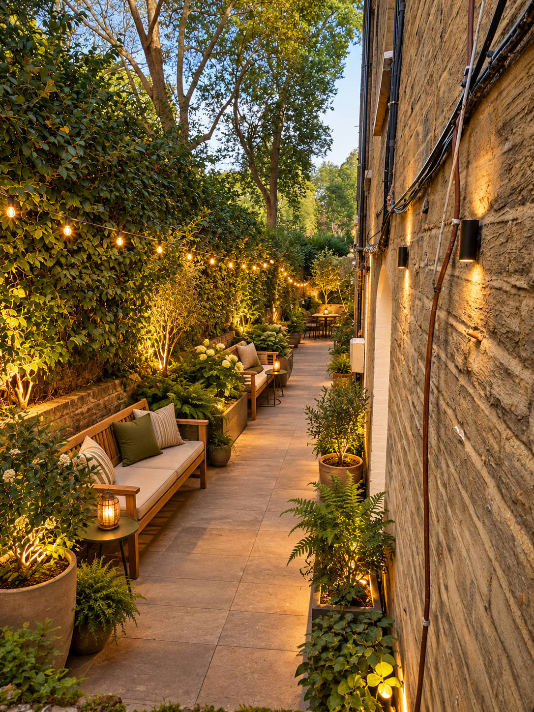 Warmly Lit Urban Garden Courtyard.png