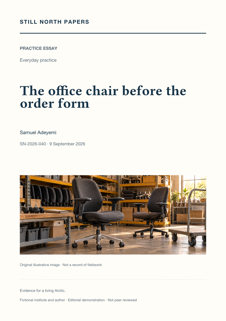 The office chair before the order form