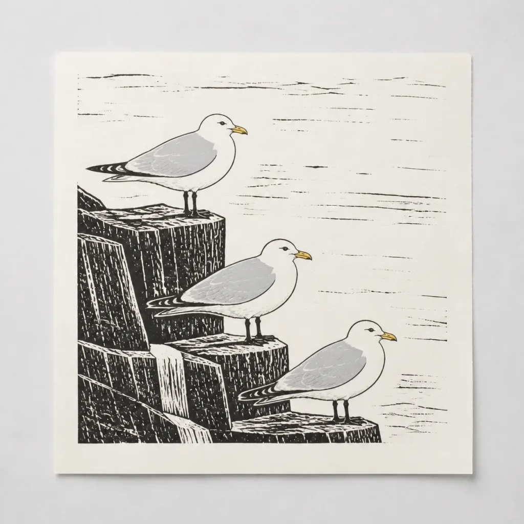 product kittiwake colony print · illustrative artwork