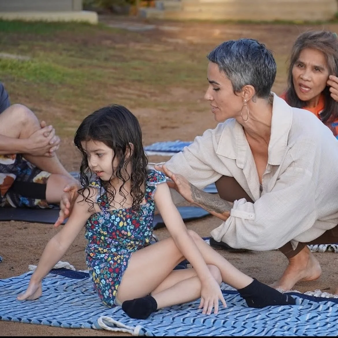 Such a sweet experience to guide a yoga asana practice for Camp Mokule&rsquo;ia and the &ldquo;Families Can Survive&rdquo; program. Gorgeous environment. Thankful for the opportunity 🙏. Om santi santi santi