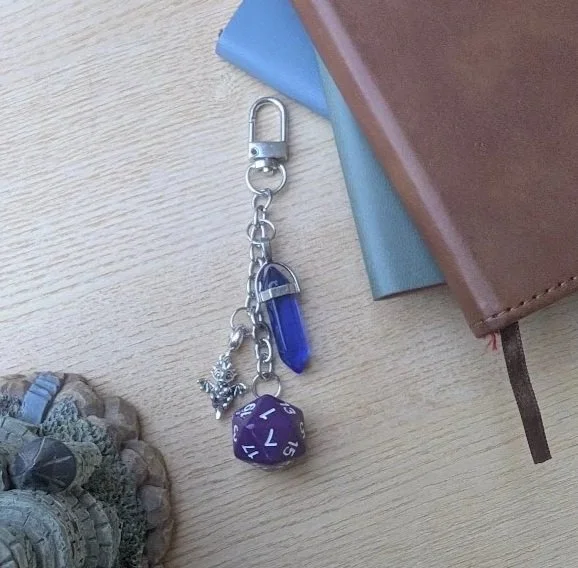 Dragon Crystal D20 Keychain