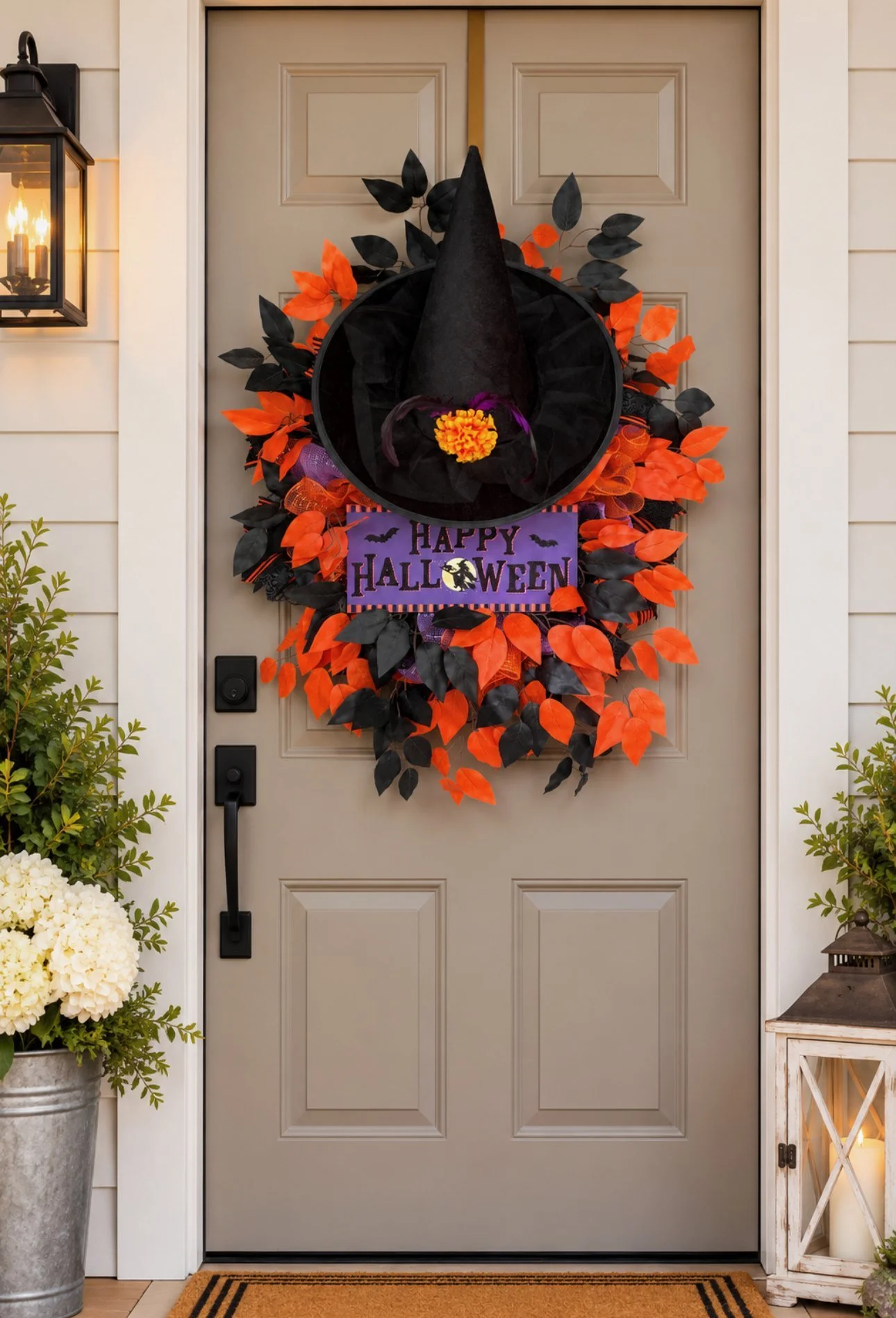 Happy Halloween Witch Hat Wreath