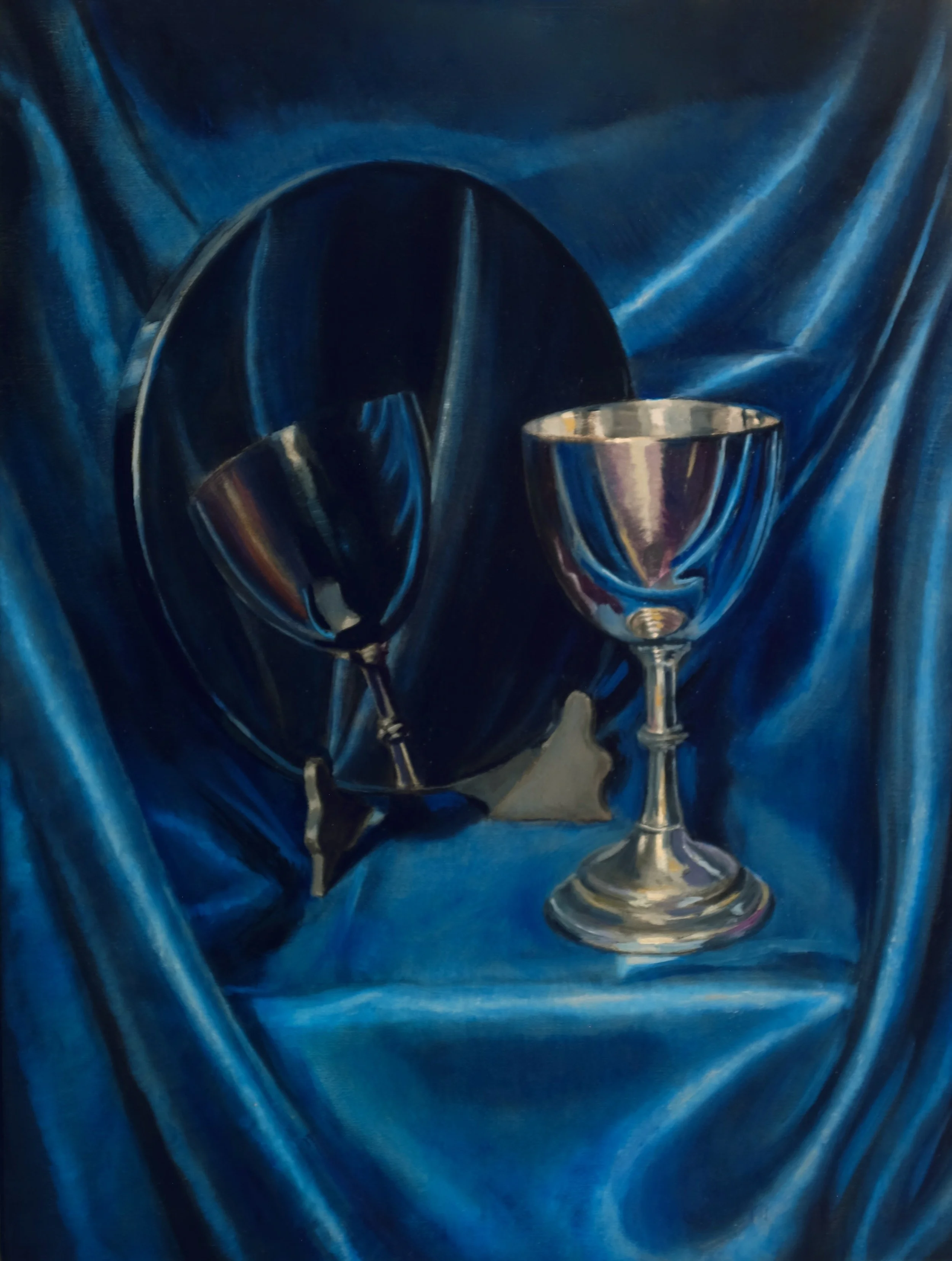 Blue lake, 
2025, 
41 x 30 cm, 
Oil on linen

