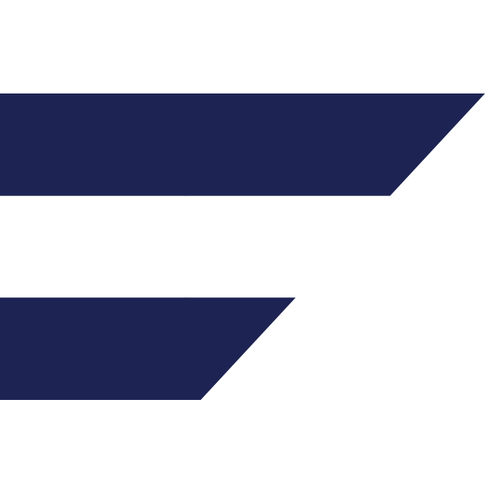 Two dark blue horizontal ribbon shapes with angled right ends on a black background