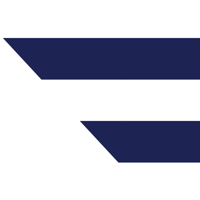 Two dark blue horizontal geometric bars with angled left ends on a black background