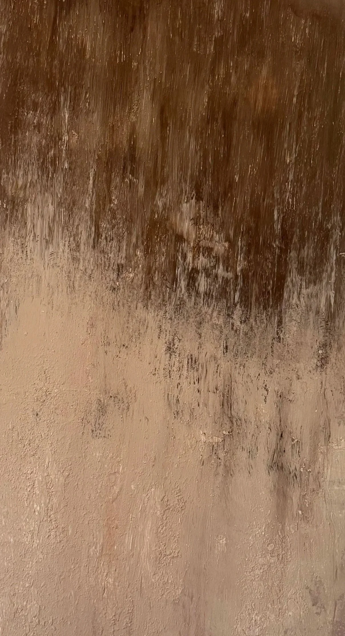 Where Earth Softens, a textural painting by Tatyana Russell translating the stone’s layered cream, brown, and mineral tones into mixed media on canvas.