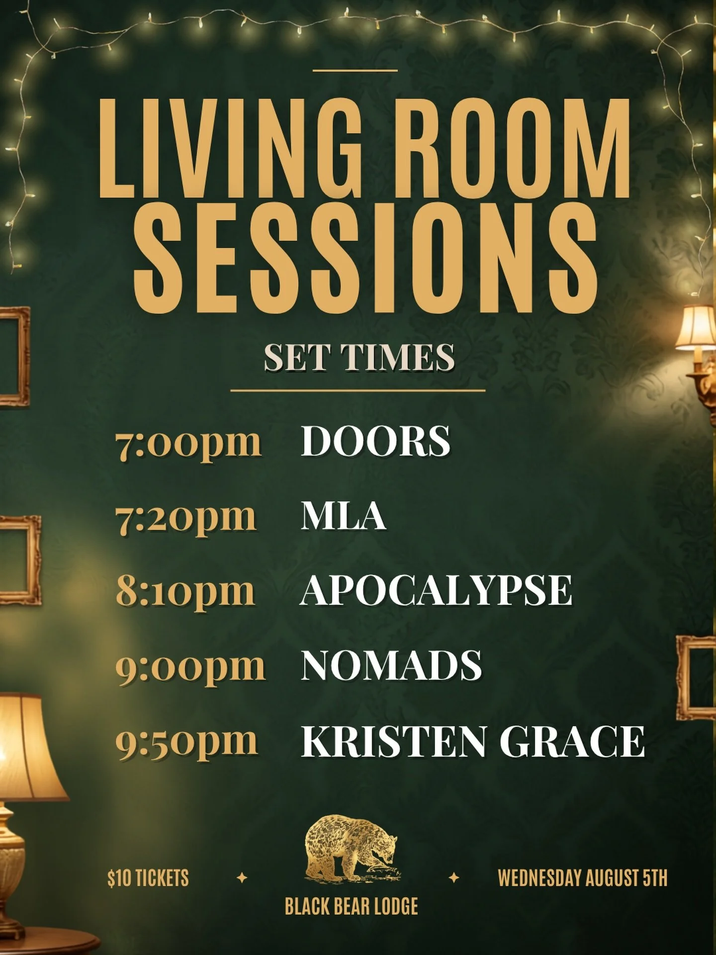 SET TIMES!!! Only 3 days left until the Living Room Sessions so don&rsquo;t forget to buy your tickets (P.S. buying online will save you $5) 🎟️🎟️