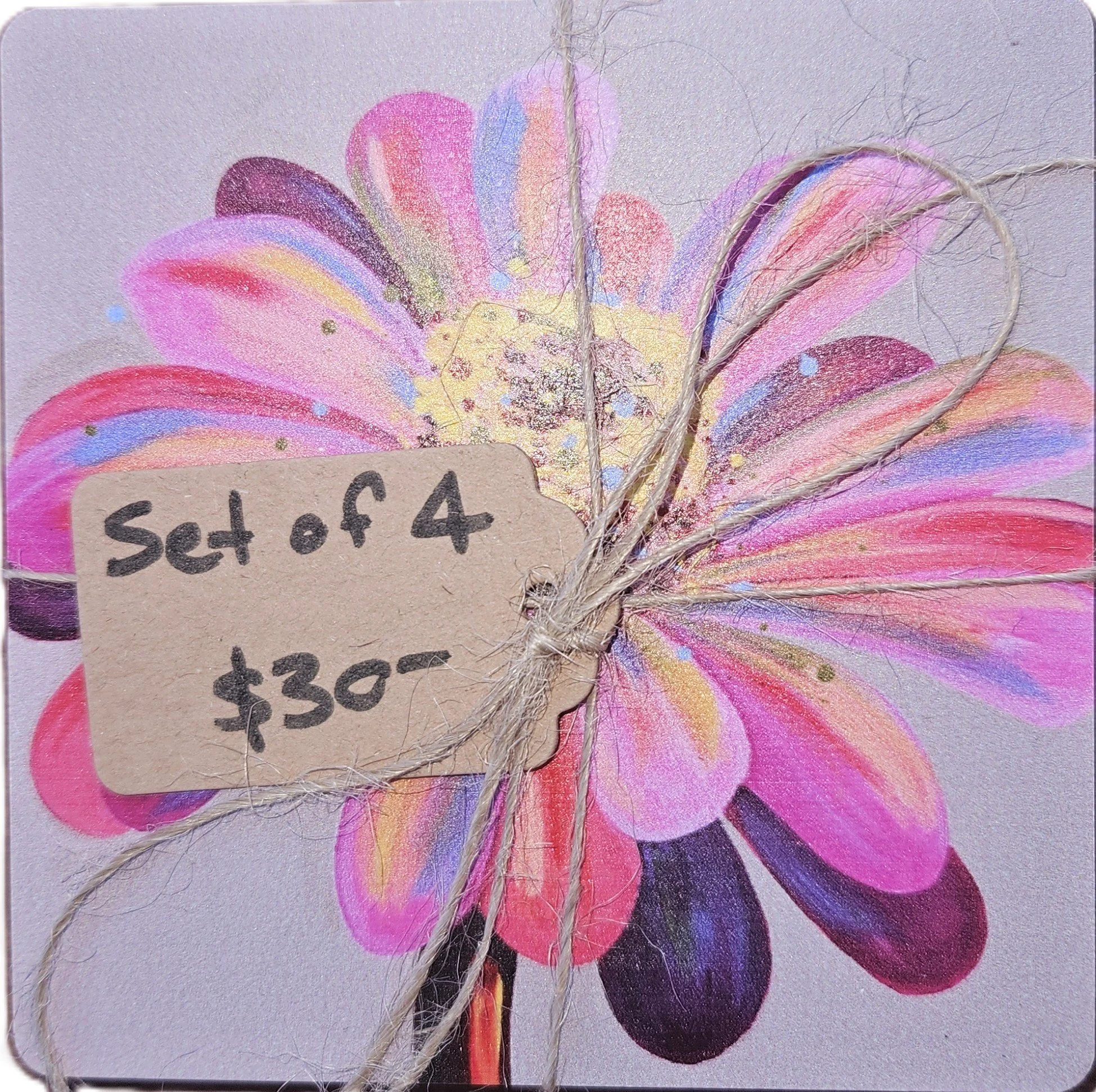 Set of Four Coasters - Flora in Colour