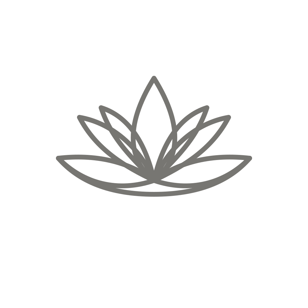 A minimalist gray line drawing of a lotus flower on a black background, with the words "Inner Peace" above it.