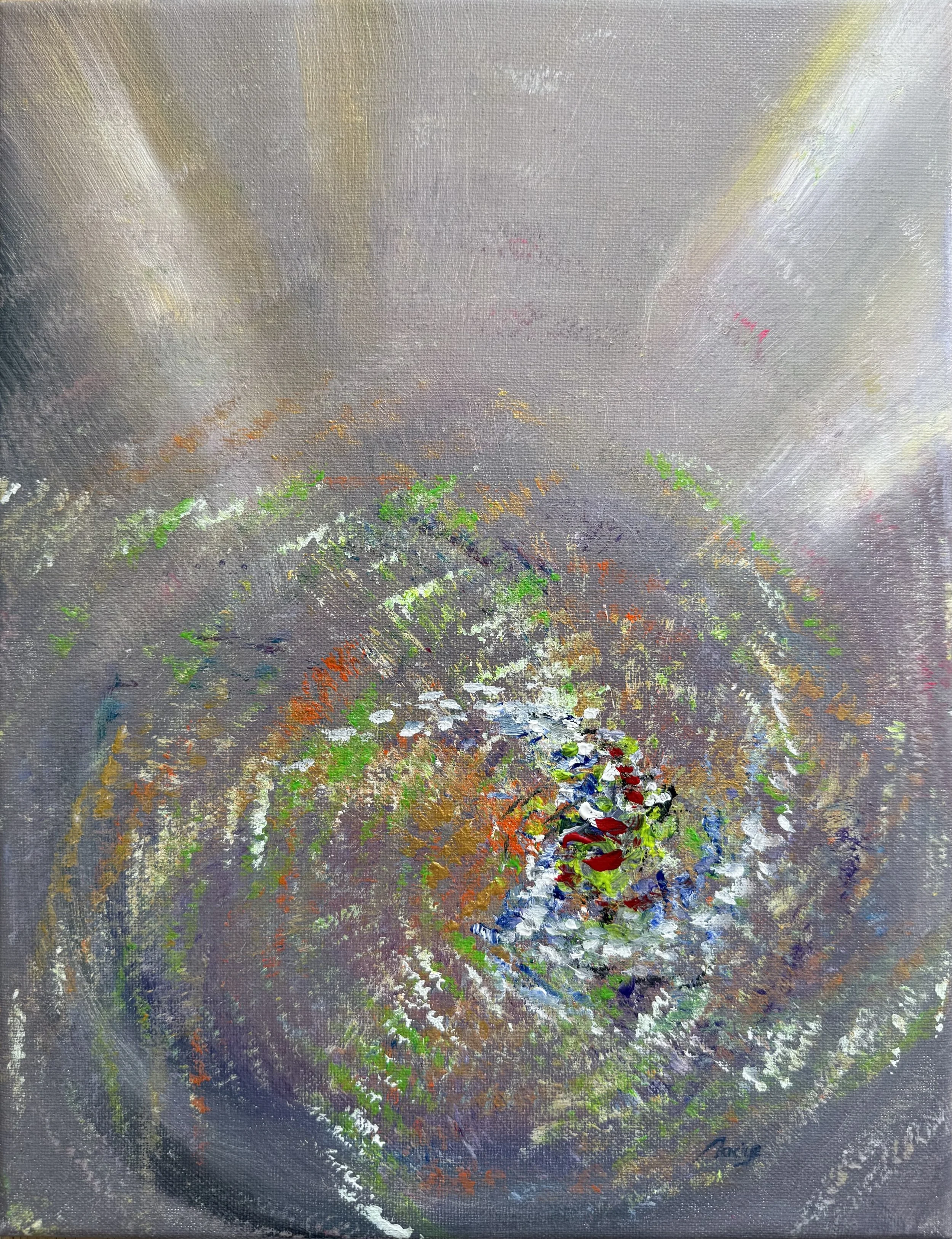 Coloring my vortex, 2026, acrylic on canvas, 35 x 27 cm