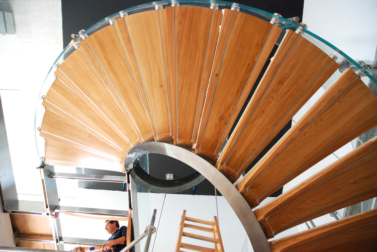 The underside of the oak treads