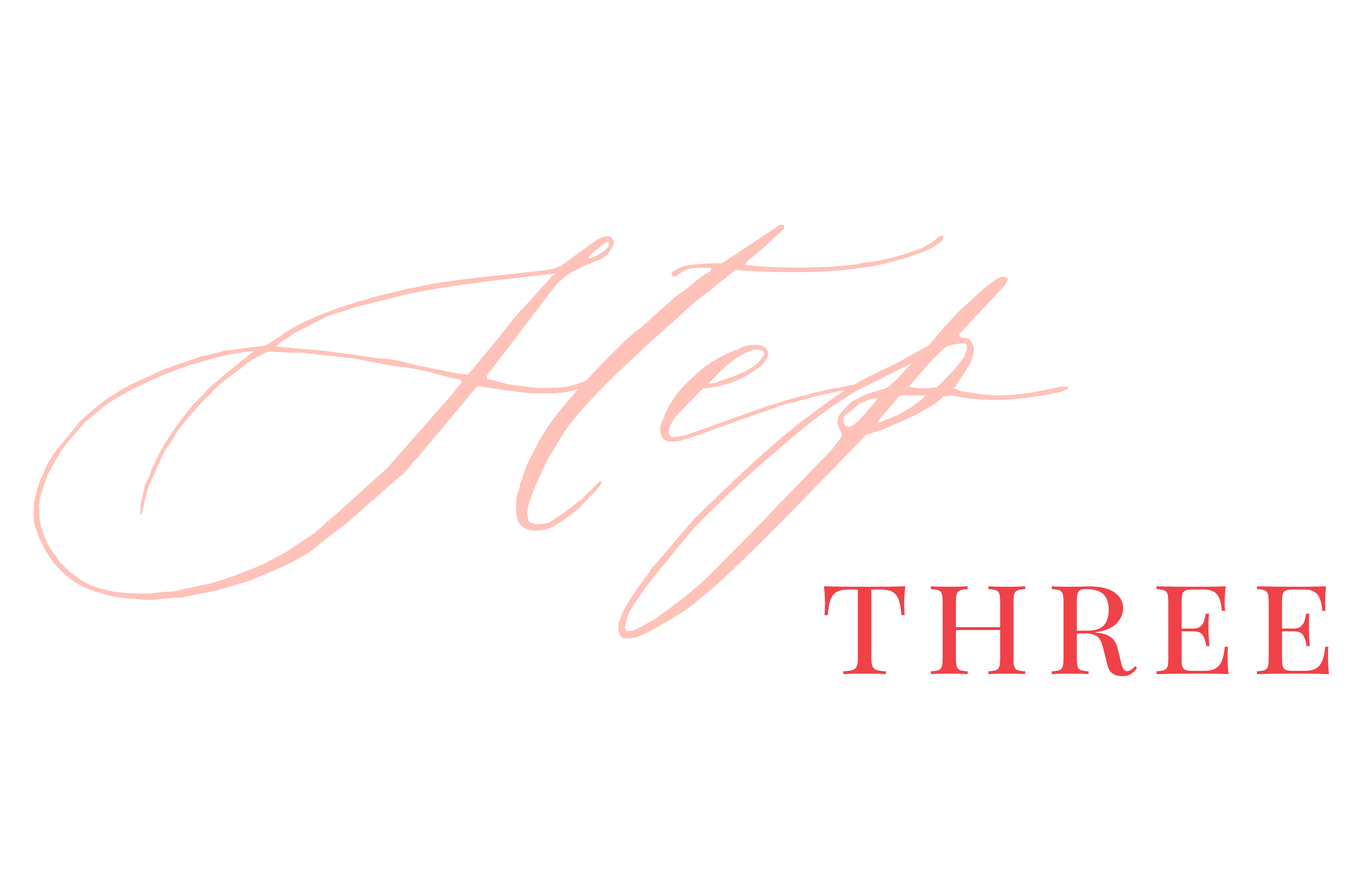 Stylized pink script words that read "Eat the Three" with smaller red text below.