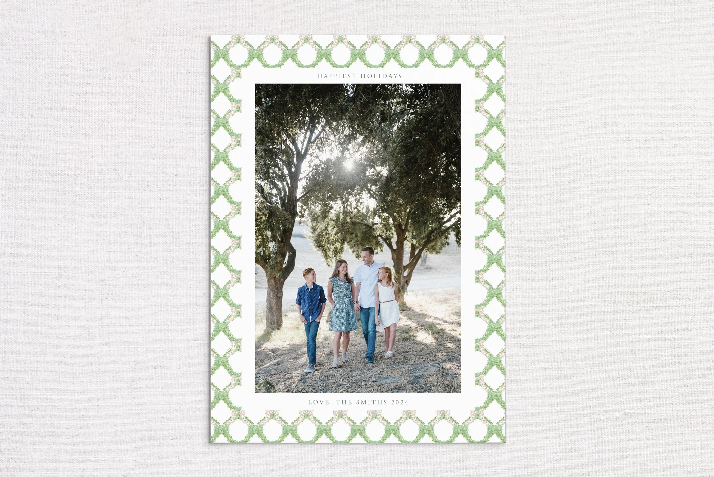 Preppy Wreath Pattern Holiday Card