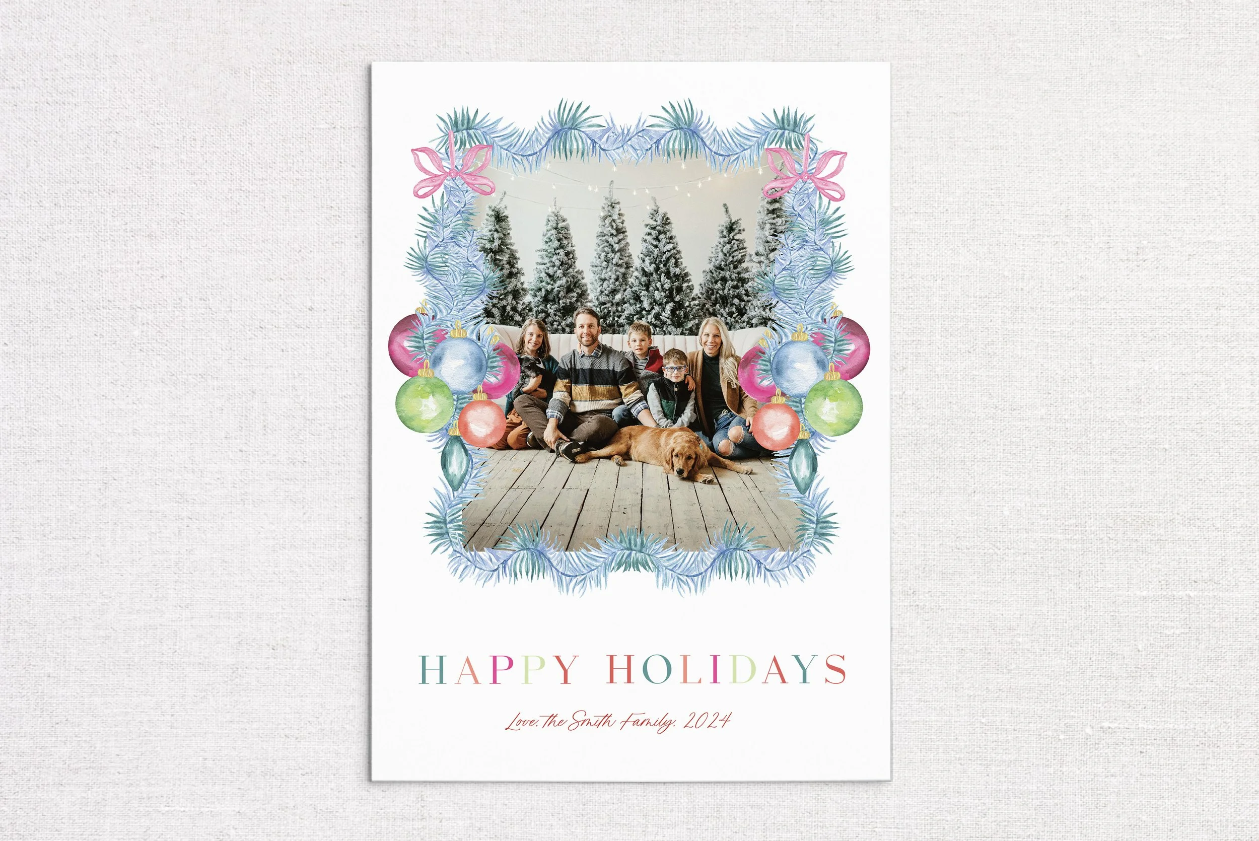 Colorful Tinsel Border Holiday Card