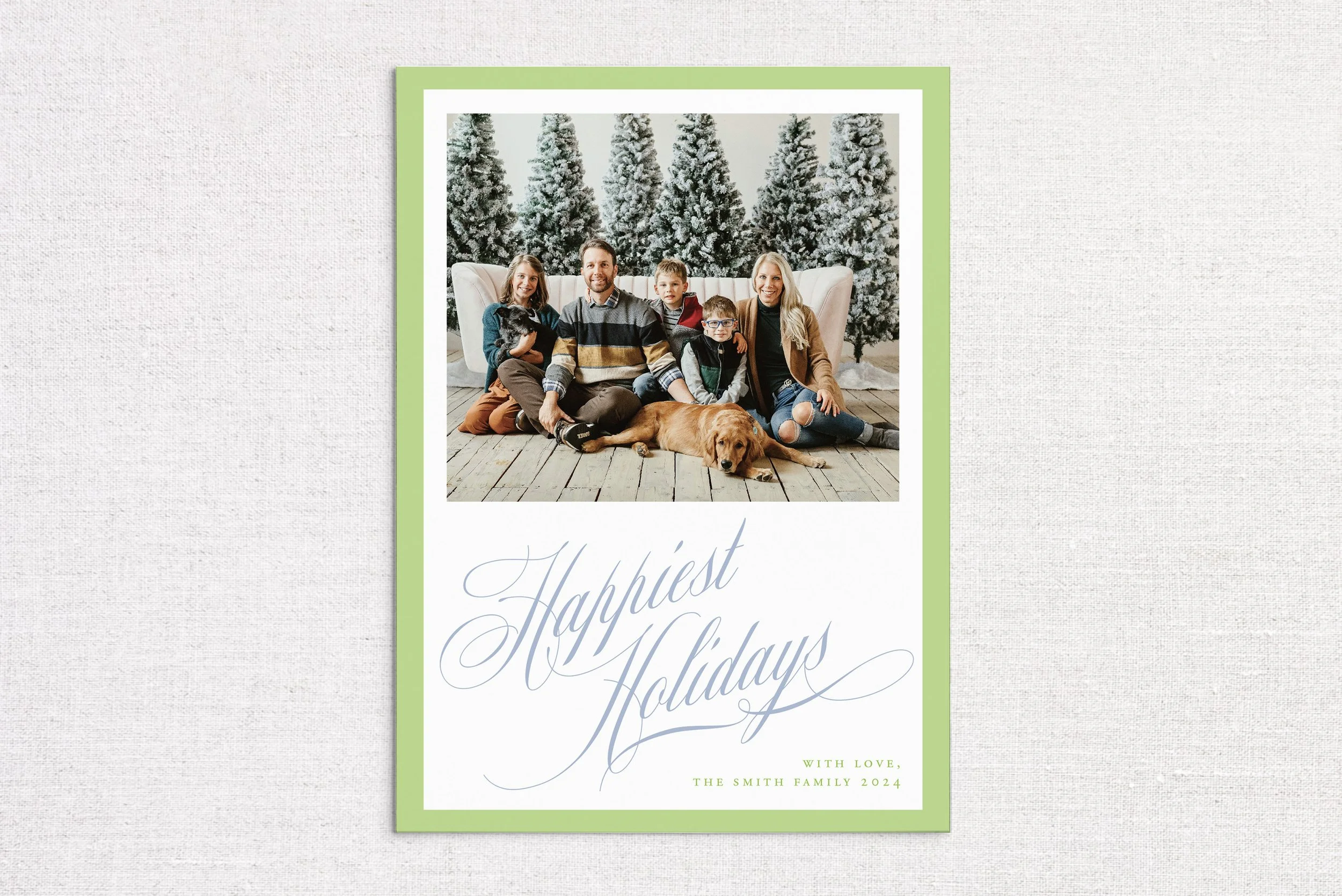 Preppy Border Holiday Card with Classic Script