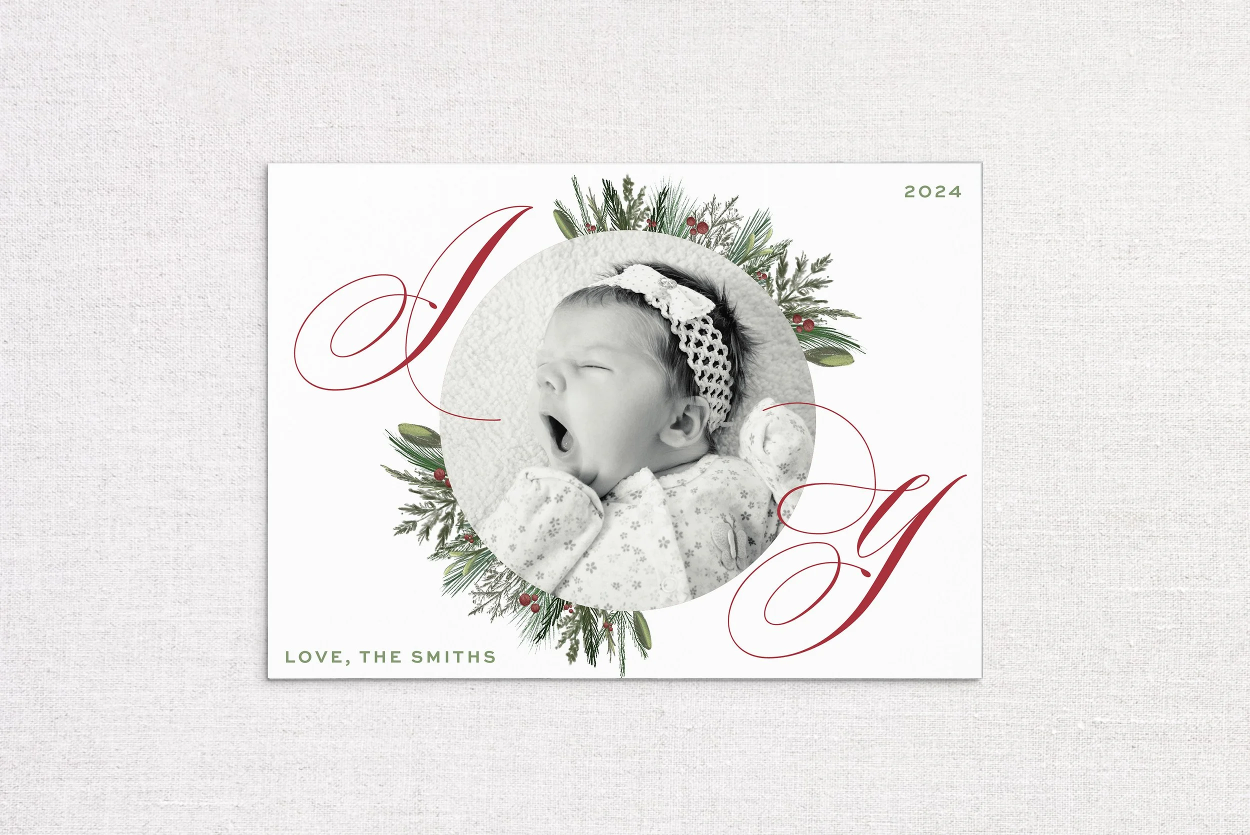 Joy Card with Holiday Pine Elements