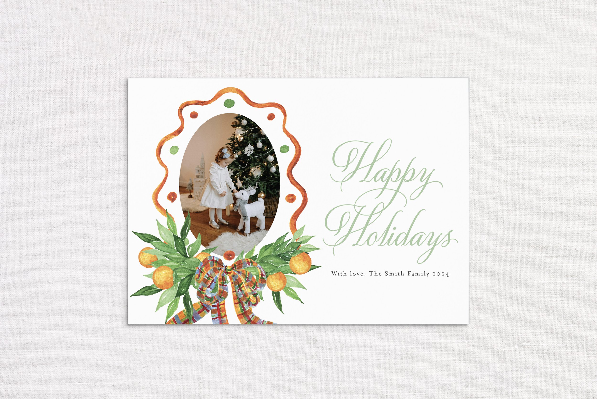 Orange Garland Wreath Holiday Card