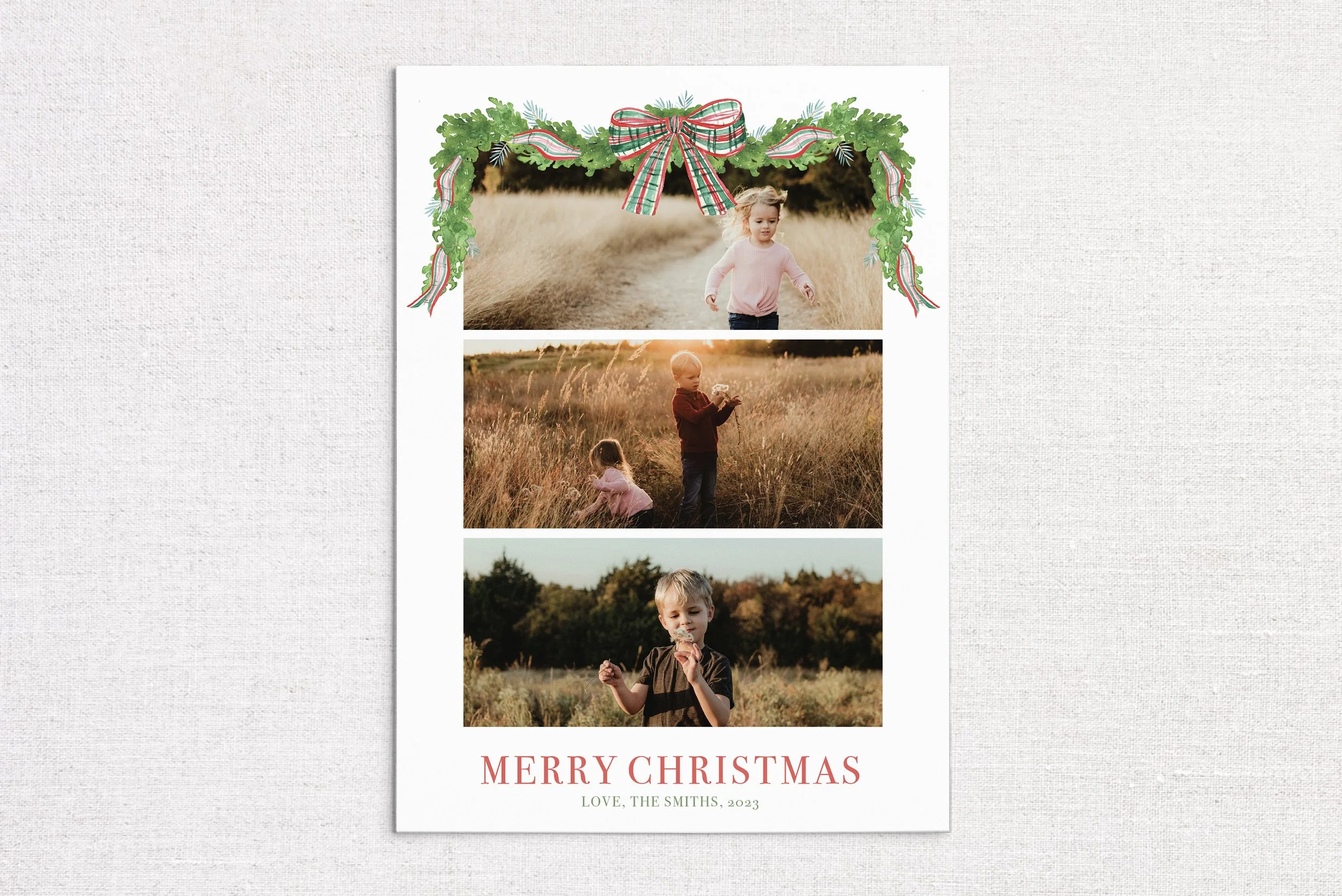Christmas Garland Multiple Photo Watercolor Card