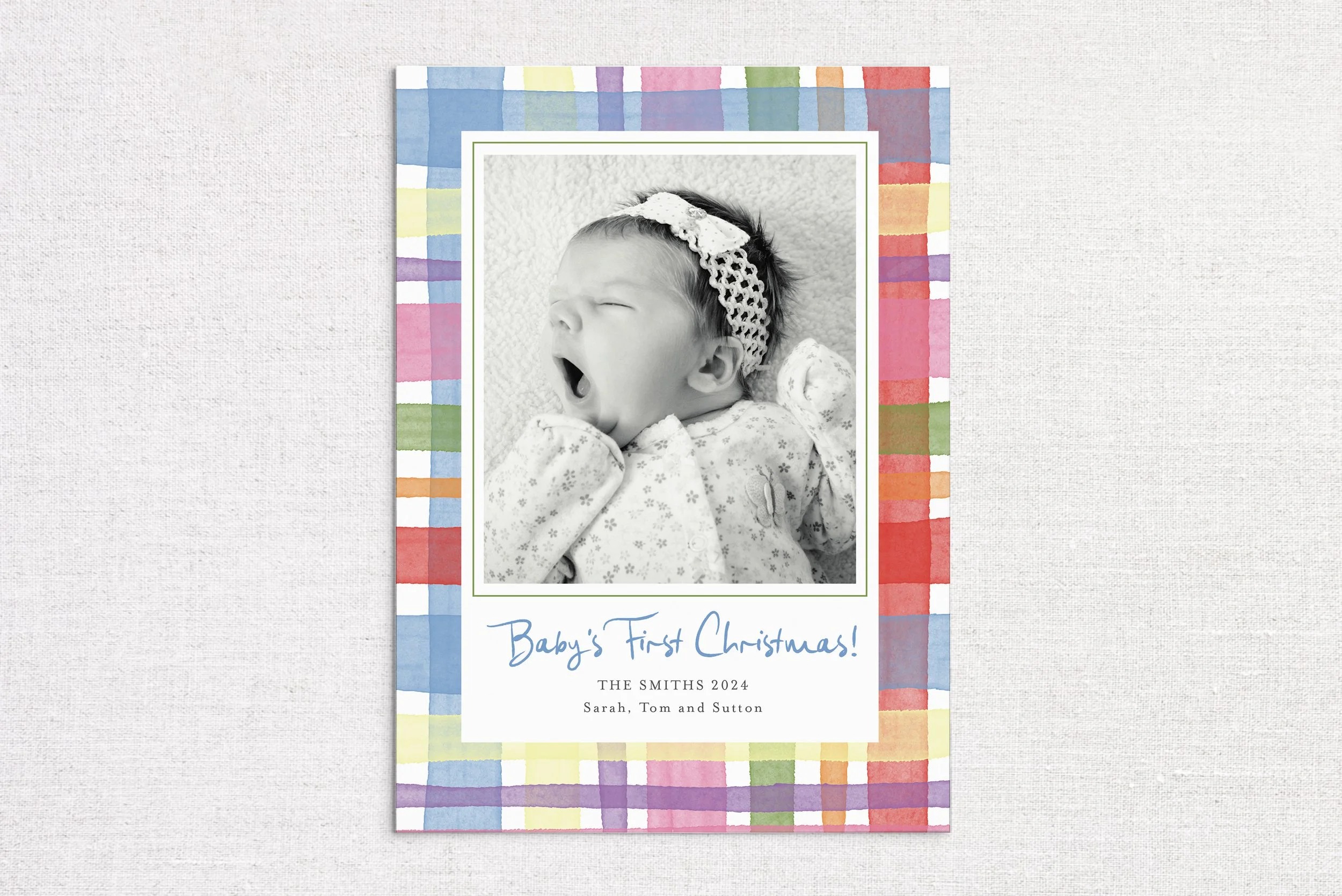 Bright Plaid Holiday Photo Card