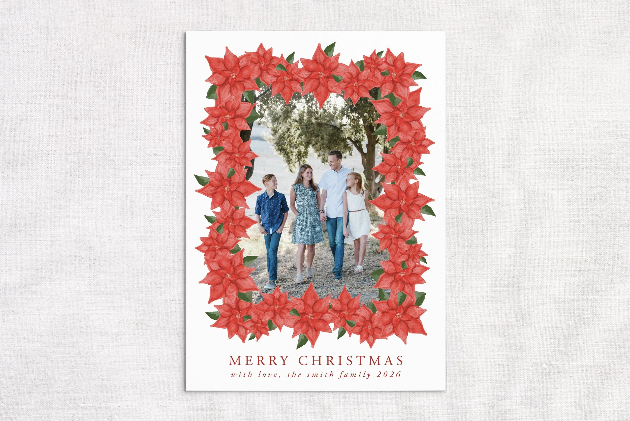 Poinsettia Frame Holiday Photo Card