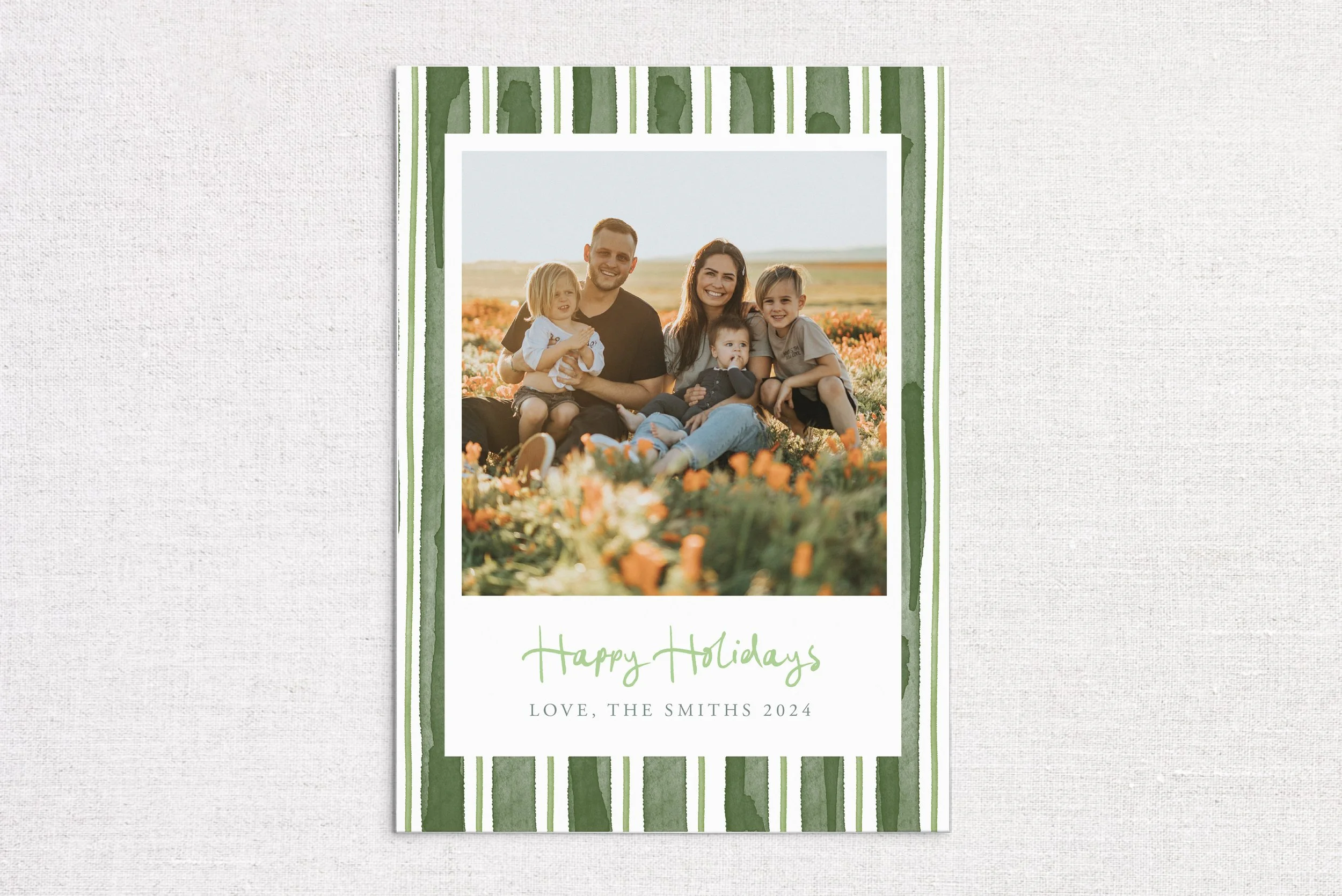 Whimsical Stripe Holiday Photo Card