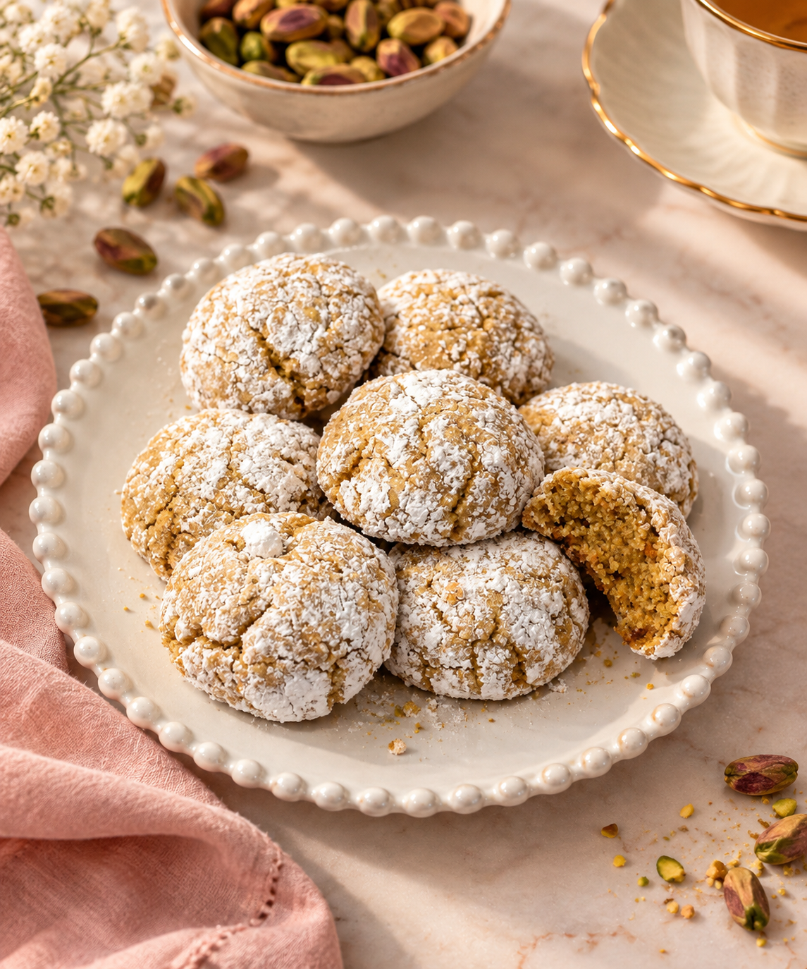 Pistachio Crinkle Cookies