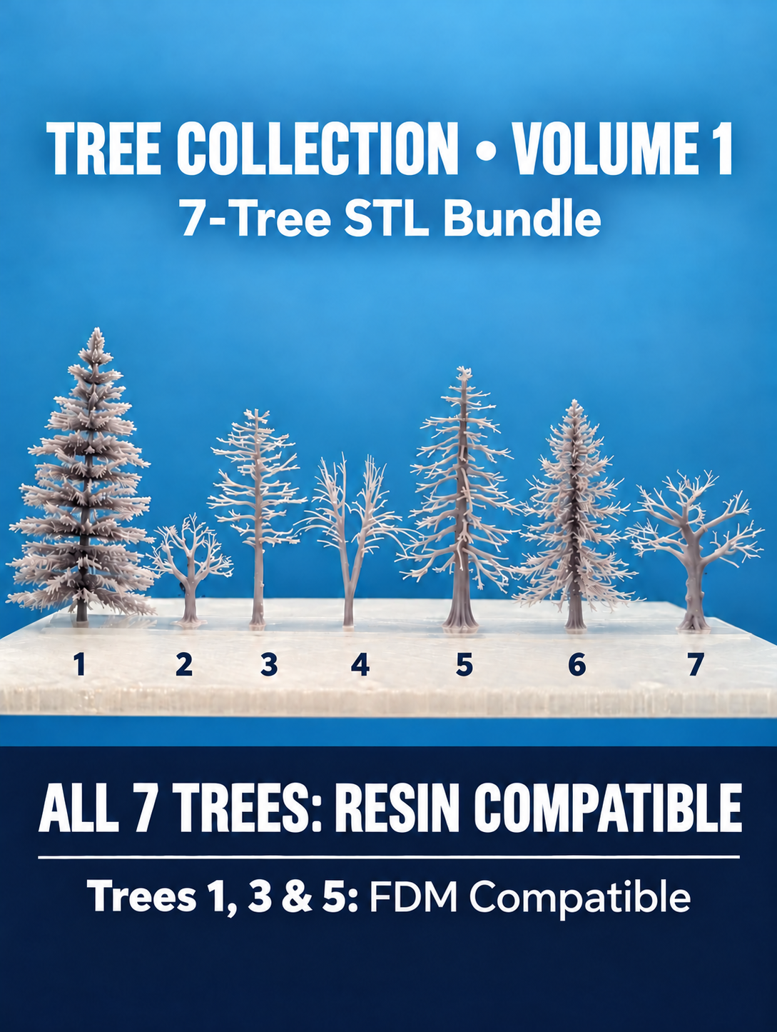 Tree Collection Volume one - 7 STL Bundle