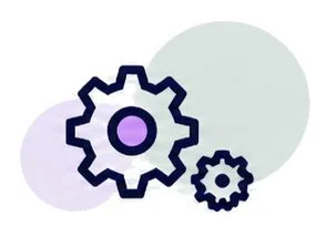 Graphic of interconnected gears with the text 'Systems & Technology Transformation' underneath.
