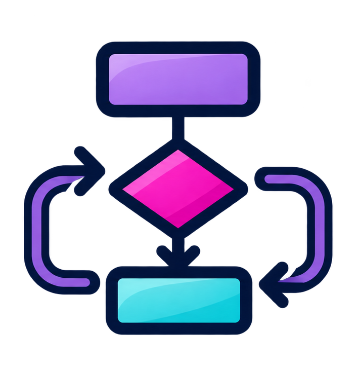 Flowchart diagram with interconnected rectangular and diamond shapes, illustrating a process or system.