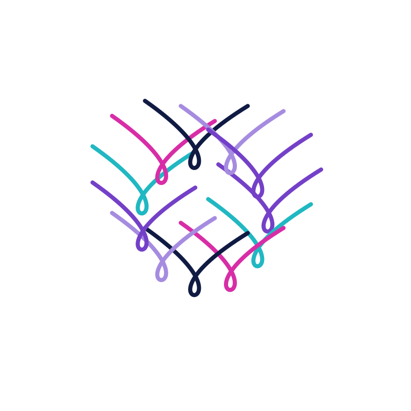Colorful tangled lines turning into three arrows pointing to the right.