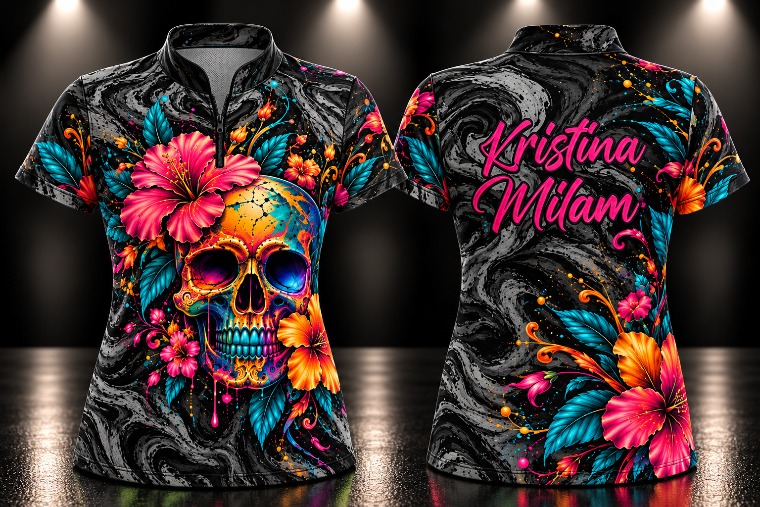 Neon Skull Floral Bowling Jersey.png