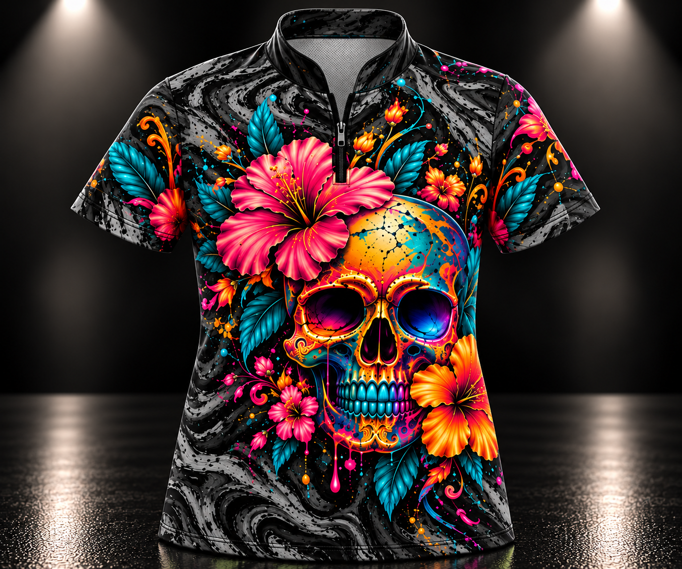 Neon Tropical Sugar Skull Jersey.png