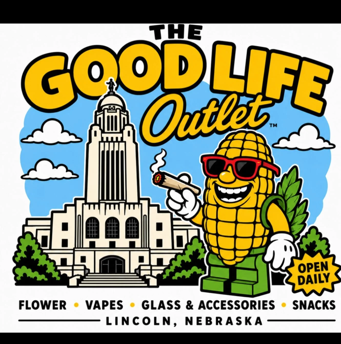 🌽 THE GOOD LIFE OUTLET 🌽

Good vibes, great selection &amp; always something new. 😎

Stop by and check out what&rsquo;s in store &mdash; we&rsquo;re adding new stuff all the time!

📍 Lincoln, Nebraska
🛍️ Shop local &bull; Open daily &bull; Open 