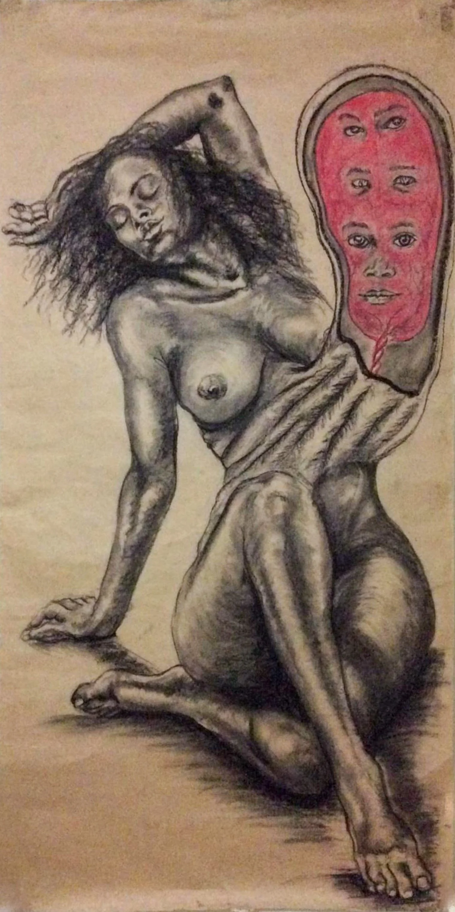 Caregiver. 2012. Charcoal and graphite on paper. 116 x 70 inches. Private Collection
