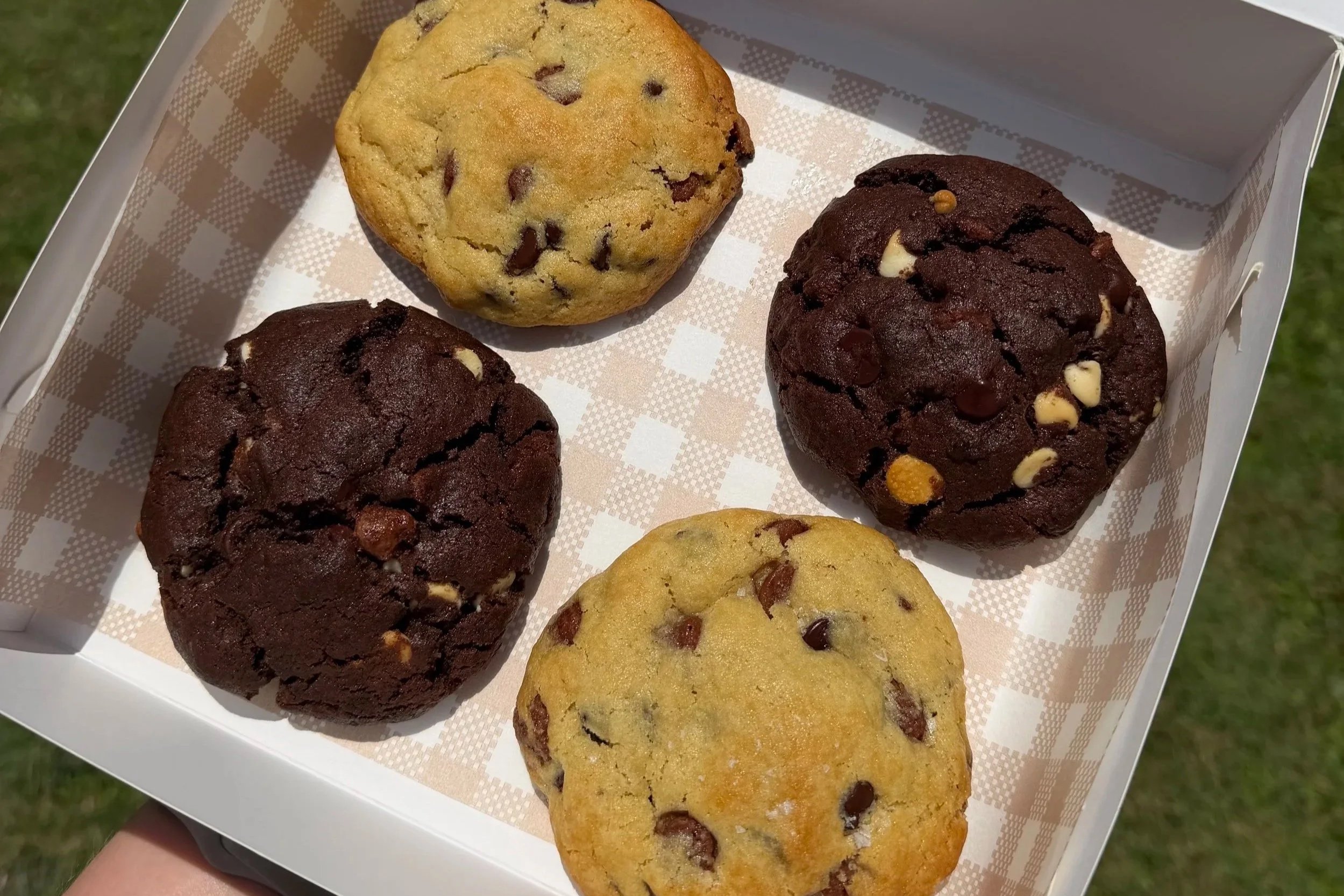 NYC style chunky loaded cookies with chocolate chips and triple chocolate