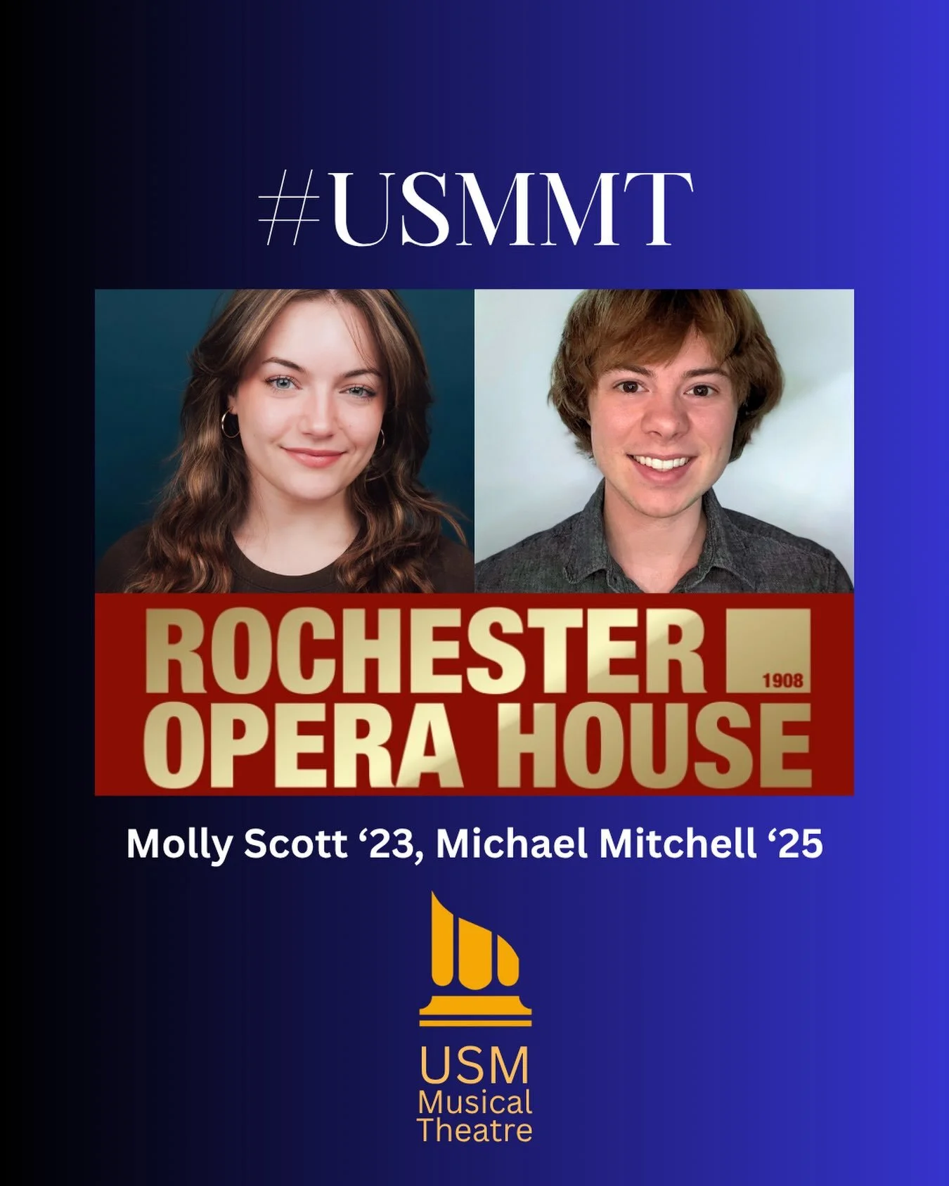 #USMMT
Congrats to USM MT alums Molly Scott (&lsquo;23) and Michael Mitchell (&lsquo;25) who are spending their summers at Rochester Opera House (Rochester, NH)! Molly is appearing in The Yacht Rock Experience through August 23 as Brandy Snifter/Danc