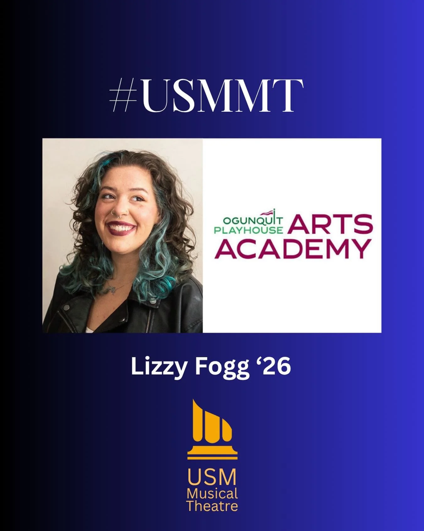 #USMMT
Congrats to USM Musical Theatre and Theatre alum Lizzy Fogg (&lsquo;26) who will be the assistant director and teaching artist for Newsies, Jr. (July 11-13) and The Wizard of Oz, Youth Edition (August 15-18) at the Ogunquit Playhouse Arts Acad